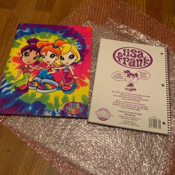 this is a vintage lisa Frank Vintage rare 1990 3 GIRL POWER 2 pocket folder W/NB - Picture 5 of 11